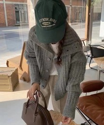 WEGO/スタンドカラーニットアウター