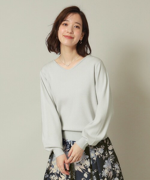 ITS'DEMO（イッツデモ）の「◆【通勤／手洗い可】Vネックラメニット（ニット/セーター・レディース・オフホワイト/ライトグレー/ピンク/パープル/ネイビー・00）」の13枚目の写真