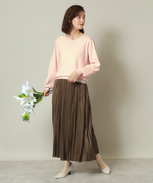 ITS'DEMO（イッツデモ）の「◆【通勤／手洗い可】Vネックラメニット（ニット/セーター・レディース・オフホワイト/ライトグレー/ピンク/パープル/ネイビー・00）」の19枚目の写真