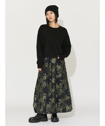 MIDIUMISOLID for Ladies ロングバルーンスカート(フラワーカットジャガード)