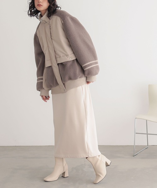 n'OrLABEL（ノアールレーベル）の「『ボア切り替え中綿ブルゾン』（ブルゾン・レディース・カーキ/ベージュ・FREE）」の8枚目の写真