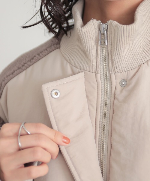n'OrLABEL（ノアールレーベル）の「『ボア切り替え中綿ブルゾン』（ブルゾン・レディース・カーキ/ベージュ・FREE）」の10枚目の写真