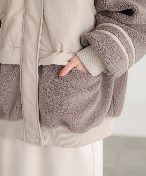 n'OrLABEL（ノアールレーベル）の「『ボア切り替え中綿ブルゾン』（ブルゾン・レディース・カーキ/ベージュ・FREE）」の13枚目の写真