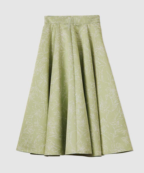 ROPE'（ロペ）の「ハンドペイントフォルムフレアスカート（スカート・レディース・グリーン系その他/ホワイト/グリーン・36/38）」の3枚目の写真