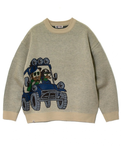 【セール】Duckster/ダックスター ジャガードニットセーター（BAGGY CAR）（ニット/セーター）｜go slow caravan（ゴースローキャラバン）