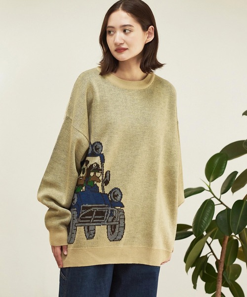 【セール】Duckster/ダックスター ジャガードニットセーター（BAGGY CAR）（ニット/セーター）｜go slow caravan（ゴースローキャラバン）