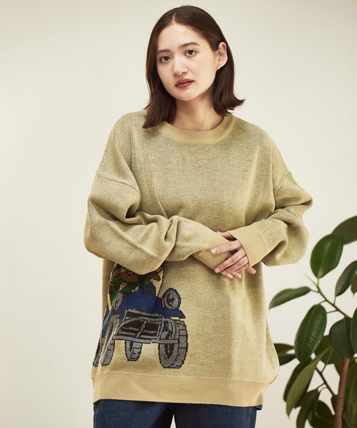 【セール】Duckster/ダックスター ジャガードニットセーター（BAGGY CAR）（ニット/セーター）｜go slow caravan（ゴースローキャラバン）