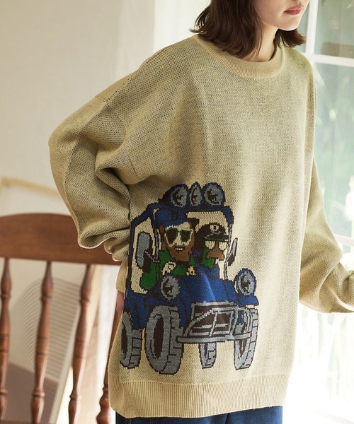 【セール】Duckster/ダックスター ジャガードニットセーター（BAGGY CAR）（ニット/セーター）｜go slow caravan（ゴースローキャラバン）