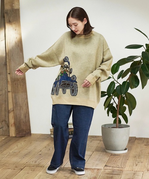 【セール】Duckster/ダックスター ジャガードニットセーター（BAGGY CAR）（ニット/セーター）｜go slow caravan（ゴースローキャラバン）