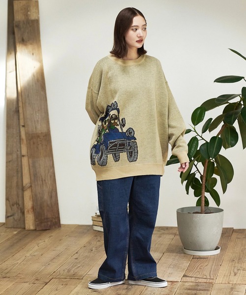 【セール】Duckster/ダックスター ジャガードニットセーター（BAGGY CAR）（ニット/セーター）｜go slow caravan（ゴースローキャラバン）