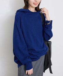 ウール混ニットフーディー