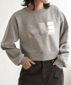 セール】オーバーサイズ ボア ハート GAPロゴスウェット