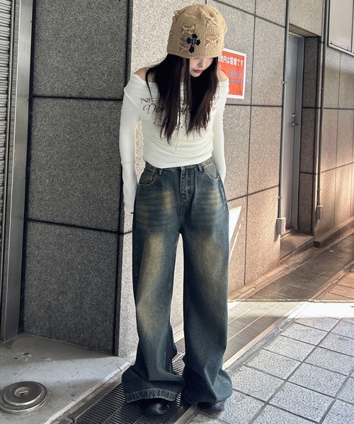 SPINNS（スピンズ）の「ニットビーニー/バケットハット/クロス/深め/韓国/Y2K・グランジ系帽子（ハット・メンズ・ブラウン/ブラック・ONESIZE）」の9枚目の写真