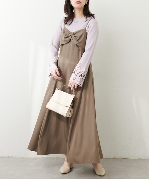 natural couture(ナチュラルクチュール)の「袖口レースリブニット(ニット/セーター・レディース・ミント/ラベンダー/ブラック/グレイッシュベージュ/オフホワイト・FREE)」の14枚目の写真