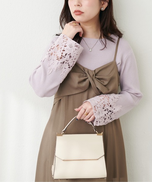 natural couture(ナチュラルクチュール)の「袖口レースリブニット(ニット/セーター・レディース・ミント/ラベンダー/ブラック/グレイッシュベージュ/オフホワイト・FREE)」の17枚目の写真