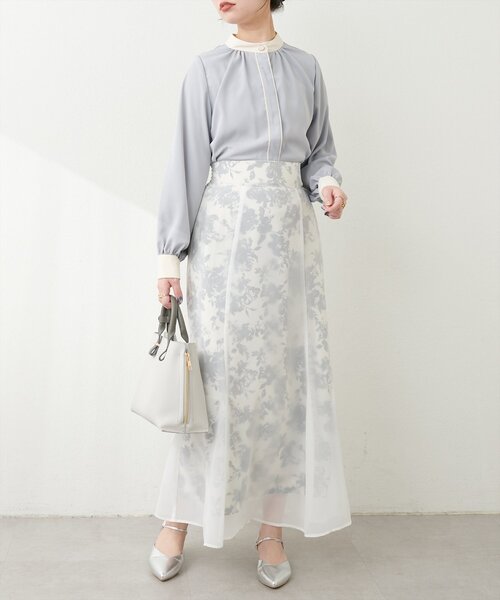 natural couture（ナチュラルクチュール）の「【WEB限定】osono長さ変えれるシアー重ねスカート（スカート・レディース・オフホワイト/ブルー/ブラック・FREE）」の13枚目の写真