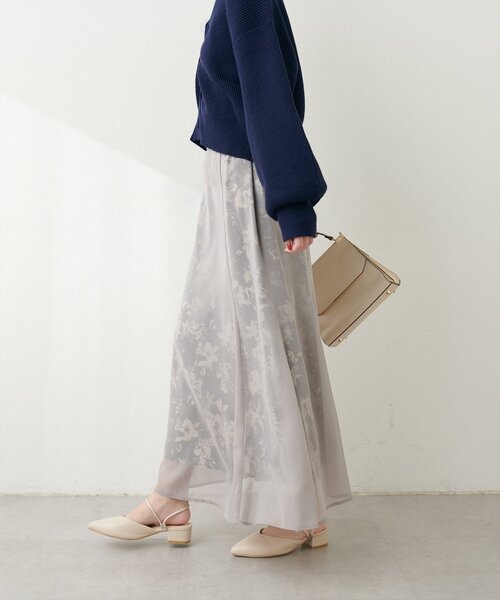 natural couture（ナチュラルクチュール）の「【WEB限定】osono長さ変えれるシアー重ねスカート（スカート・レディース・オフホワイト/ブルー/ブラック・FREE）」の19枚目の写真