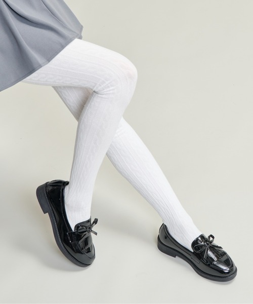 セール】2-12C7 無地 厚手 ケーブル編み タイツ ベーシック5カラー