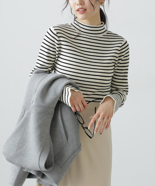 FREE'S MART（フリーズマート）の「◆〈洗える〉マシンウォッシャブルボトルネックリブニット（ニット/セーター・レディース・ホワイト/グレー/ピンク/ホワイト系その他・FREE）」の2枚目の写真