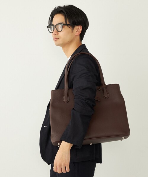 SHIPS ブラウンレザートートバッグ SHIPS Colors:スプリット レザー トート バッグ◇（トートバッグ