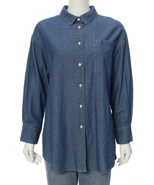 Edit Sheen(エディットシーン)の「長袖デニムシャツ(シャツ/ブラウス・レディース・インディゴブルー/ブラック・M)」の7枚目の写真