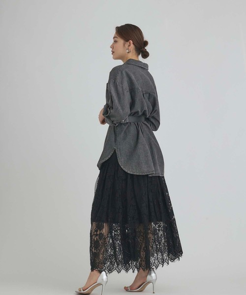 Edit Sheen(エディットシーン)の「長袖デニムシャツ(シャツ/ブラウス・レディース・インディゴブルー/ブラック・M)」の21枚目の写真