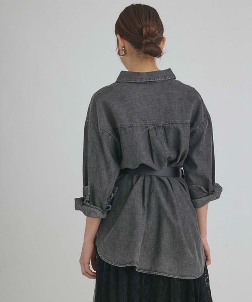 Edit Sheen(エディットシーン)の「長袖デニムシャツ(シャツ/ブラウス・レディース・インディゴブルー/ブラック・M)」の18枚目の写真