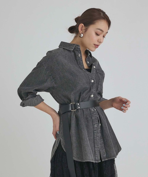 Edit Sheen(エディットシーン)の「長袖デニムシャツ(シャツ/ブラウス・レディース・インディゴブルー/ブラック・M)」の17枚目の写真