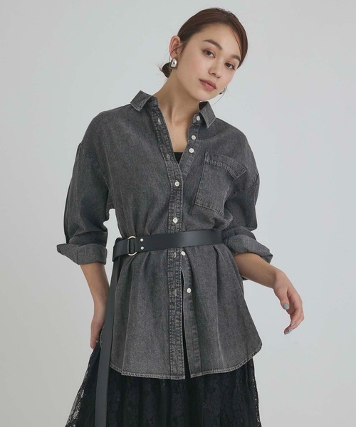 Edit Sheen(エディットシーン)の「長袖デニムシャツ(シャツ/ブラウス・レディース・インディゴブルー/ブラック・M)」の16枚目の写真