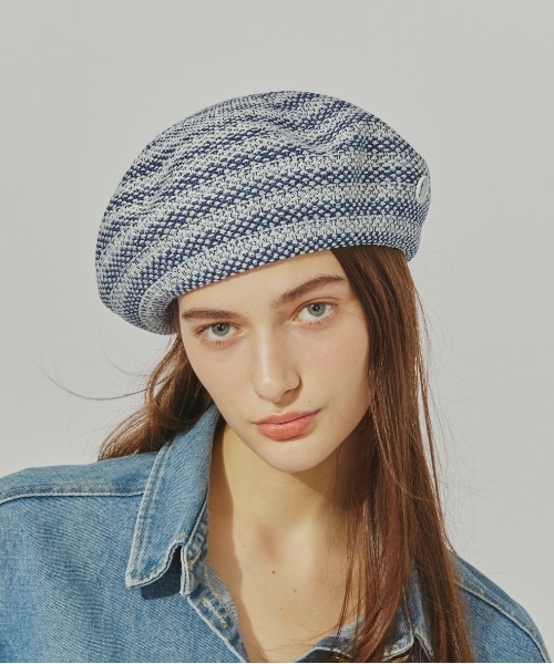 Chapeau d' O（シャポードオー）の「Chapeau d' O  TM Tweedy Beret / シャポードオー（ハンチング/ベレー帽・レディース・ホワイト/ブラック/ネイビー・M/57.5cm）」の3枚目の写真