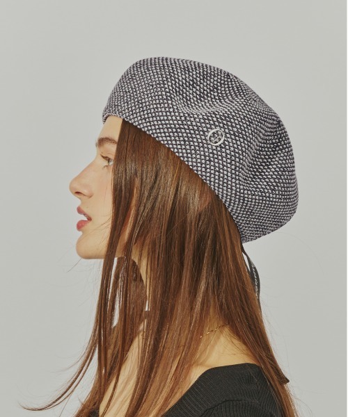 ［新品未使用］Chapeau d' O  Tweed Beret Chapeau d' O TM Tweedy Beret | 57.5cm(75) BLACK (01