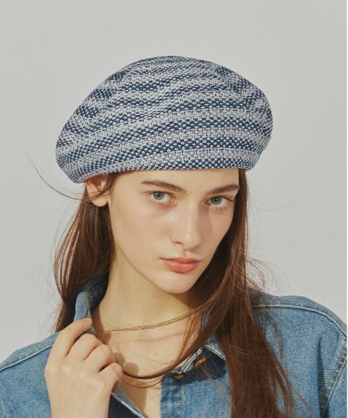 Chapeau d' O（シャポードオー）の「Chapeau d' O  TM Tweedy Beret / シャポードオー（ハンチング/ベレー帽・レディース・ホワイト/ブラック/ネイビー・M/57.5cm）」の9枚目の写真