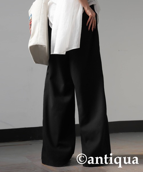 antiqua(アンティカ)の「コットンワイドパンツ(その他パンツ・レディース・ナチュラル/カーキ/ブラック・LARGE/MEDIUM)」の5枚目の写真