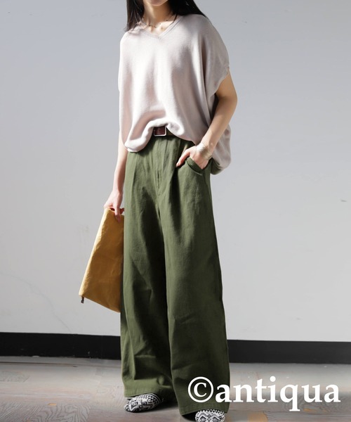 antiqua(アンティカ)の「コットンワイドパンツ(その他パンツ・レディース・ナチュラル/カーキ/ブラック・LARGE/MEDIUM)」の13枚目の写真