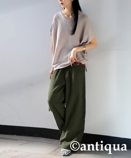 antiqua(アンティカ)の「コットンワイドパンツ(その他パンツ・レディース・ナチュラル/カーキ/ブラック・LARGE/MEDIUM)」の14枚目の写真