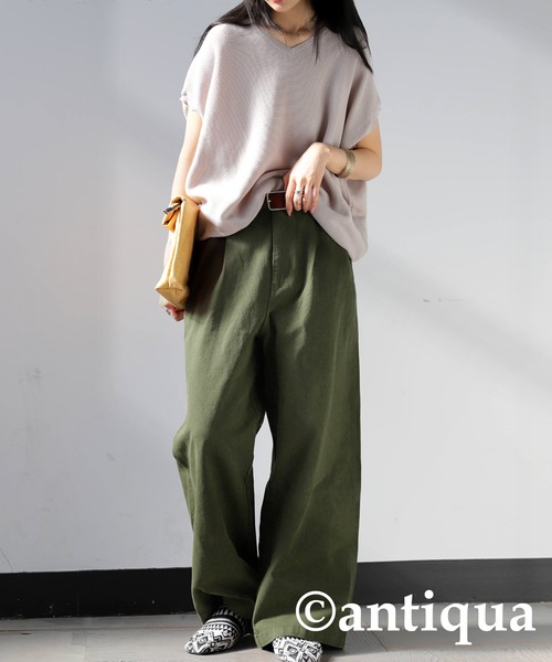 antiqua(アンティカ)の「コットンワイドパンツ(その他パンツ・レディース・ナチュラル/カーキ/ブラック・LARGE/MEDIUM)」の16枚目の写真