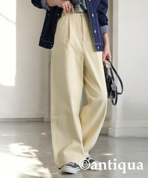 antiqua(アンティカ)の「コットンワイドパンツ(その他パンツ・レディース・ナチュラル/カーキ/ブラック・LARGE/MEDIUM)」の9枚目の写真
