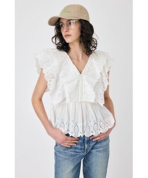 moussy EYELET CAPSLEEVE ブラウス セール】EYELET CAPSLEEVE ブラウス（シャツ/ブラウス）｜MOUSSY