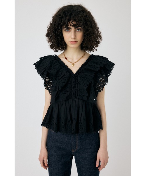 MOUSSY（マウジー）の「EYELET CAPSLEEVE ブラウス（シャツ/ブラウス・レディース・ブラック/オフホワイト/ブラウン・FREE）」の19枚目の写真