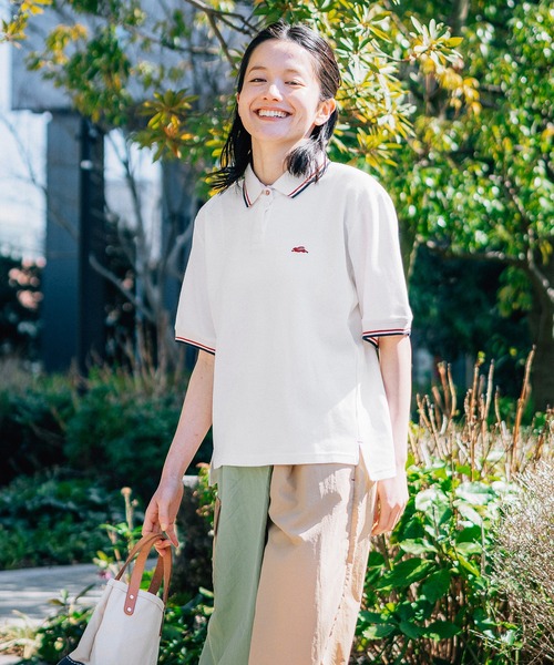 KRIFF MAYER Lady's Collection（クリフメイヤーレディースコレクション）の「【接触冷感】冷感リンクスカノコゆるポロ（ポロシャツ・レディース・ブラック/ネイビー/オフホワイト/カラフル/グリーン/ピンク・LARGE/MEDIUM）」の2枚目の写真