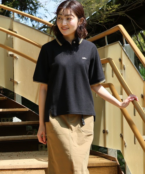 KRIFF MAYER Lady's Collection（クリフメイヤーレディースコレクション）の「【接触冷感】冷感リンクスカノコゆるポロ（ポロシャツ・レディース・ブラック/ネイビー/オフホワイト/カラフル/グリーン/ピンク・LARGE/MEDIUM）」の3枚目の写真