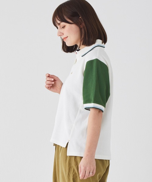 KRIFF MAYER Lady's Collection（クリフメイヤーレディースコレクション）の「【接触冷感】冷感リンクスカノコゆるポロ（ポロシャツ・レディース・ブラック/ネイビー/オフホワイト/カラフル/グリーン/ピンク・LARGE/MEDIUM）」の11枚目の写真