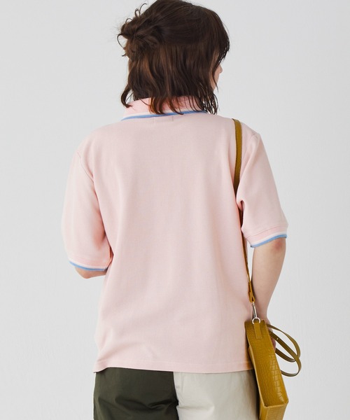 KRIFF MAYER Lady's Collection（クリフメイヤーレディースコレクション）の「【接触冷感】冷感リンクスカノコゆるポロ（ポロシャツ・レディース・ブラック/ネイビー/オフホワイト/カラフル/グリーン/ピンク・LARGE/MEDIUM）」の15枚目の写真