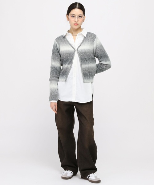 3.3 Field Trip （3.3フィールドトリップ）の「3.3 Field Trip／グラデボーダーカーデ（カーディガン/ボレロ・レディース・ブラック/ピンク・FREE）」の3枚目の写真