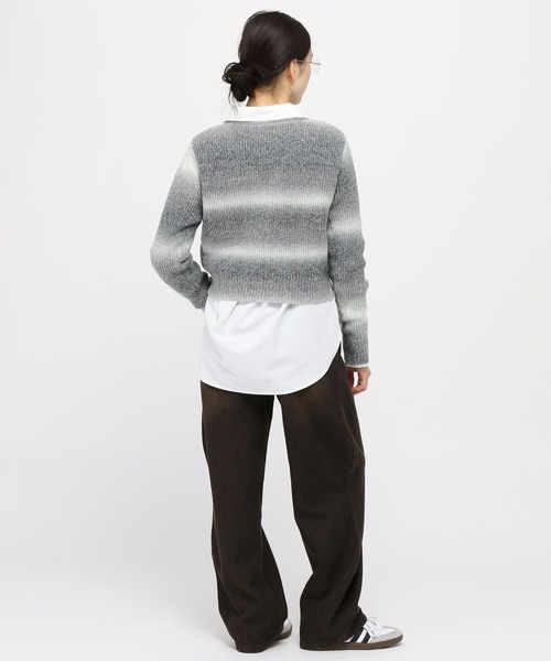 3.3 Field Trip （3.3フィールドトリップ）の「3.3 Field Trip／グラデボーダーカーデ（カーディガン/ボレロ・レディース・ブラック/ピンク・FREE）」の5枚目の写真