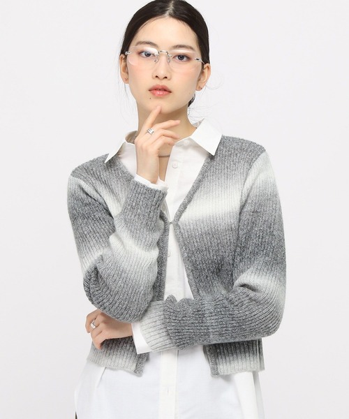 3.3 Field Trip （3.3フィールドトリップ）の「3.3 Field Trip／グラデボーダーカーデ（カーディガン/ボレロ・レディース・ブラック/ピンク・FREE）」の6枚目の写真