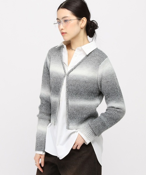 3.3 Field Trip （3.3フィールドトリップ）の「3.3 Field Trip／グラデボーダーカーデ（カーディガン/ボレロ・レディース・ブラック/ピンク・FREE）」の7枚目の写真