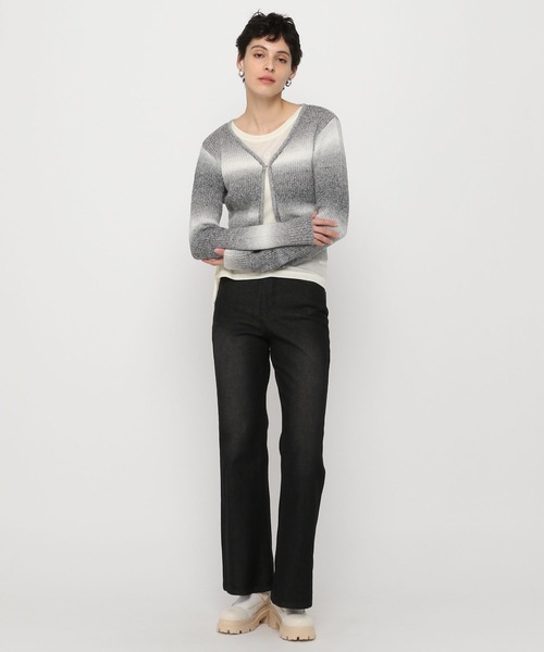 3.3 Field Trip （3.3フィールドトリップ）の「3.3 Field Trip／グラデボーダーカーデ（カーディガン/ボレロ・レディース・ブラック/ピンク・FREE）」の8枚目の写真