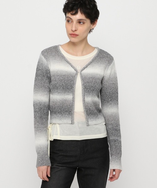 3.3 Field Trip （3.3フィールドトリップ）の「3.3 Field Trip／グラデボーダーカーデ（カーディガン/ボレロ・レディース・ブラック/ピンク・FREE）」の11枚目の写真