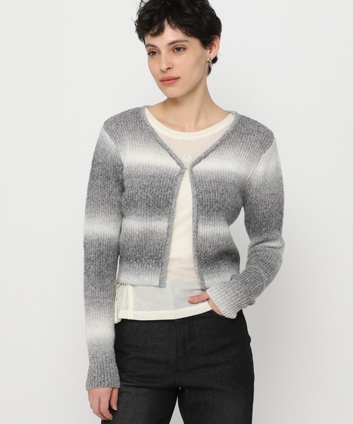 3.3 Field Trip （3.3フィールドトリップ）の「3.3 Field Trip／グラデボーダーカーデ（カーディガン/ボレロ・レディース・ブラック/ピンク・FREE）」の12枚目の写真